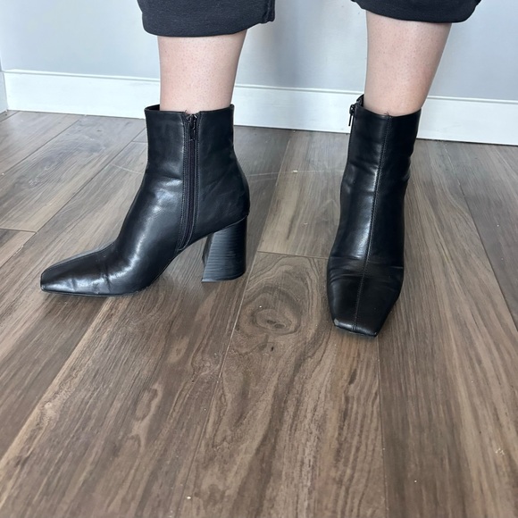 Mango black square toe ankle boots size 7.5 - Picture 6 of 9